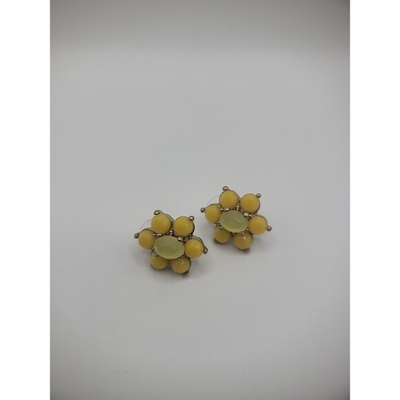 Vintage Earrings Pierced Stud Yellow Flower Jewelry Costume - Picture 11 of 16